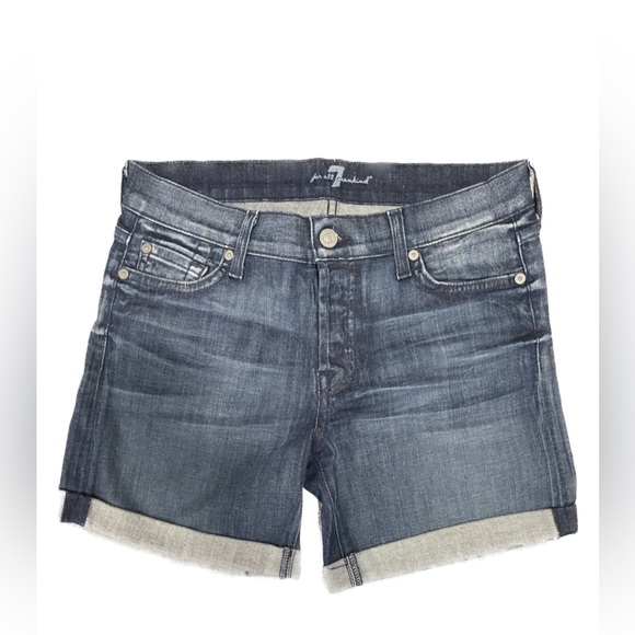7 For All Mankind Pants - 7FAM Button Fly Cuffed Denim Shorts